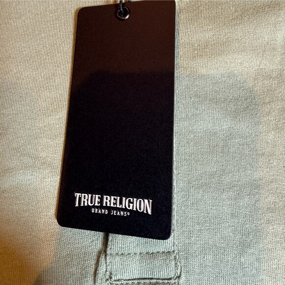 True Religion Polo Shirt XL Green Bay Logo Trim Relaxed Fit Short Sleeve NWT - Picture 6 of 8